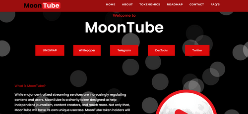 Moontube website Homepage pic