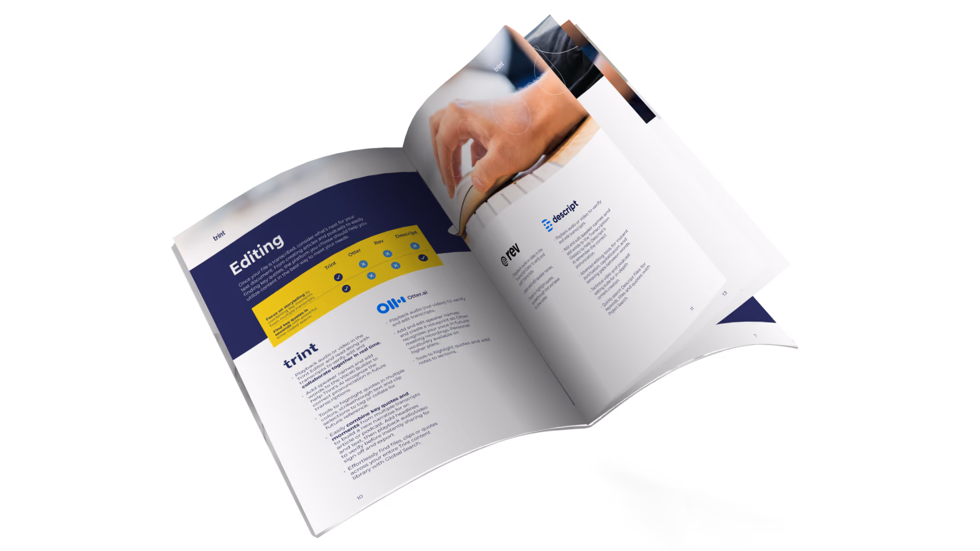 Trint's eBook compares the leading transcription platforms on the market to help put into simple terms what features stand out and which tool would be the best fit for different users.