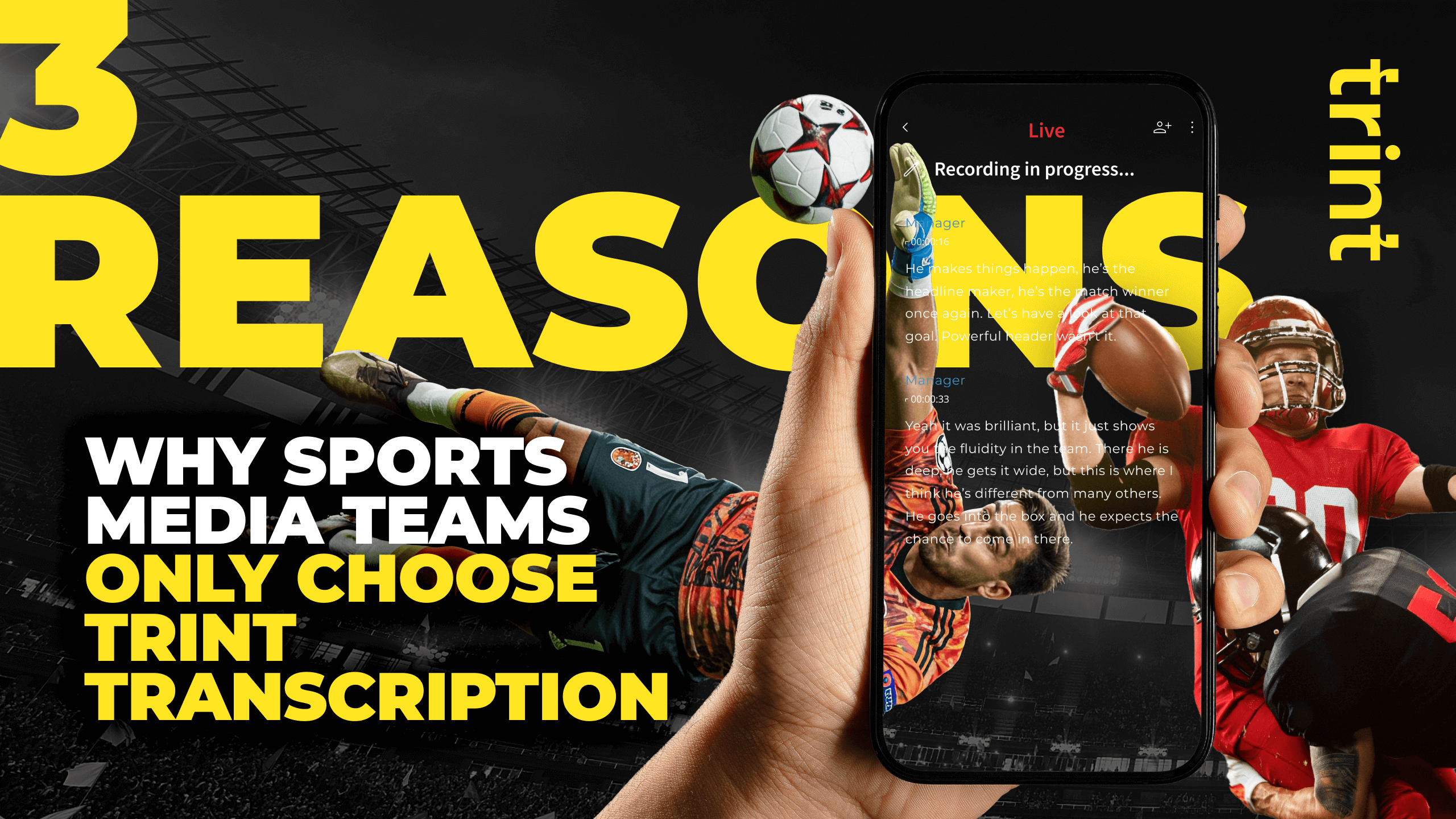 Discover why top sports media teams choose Trint for AI transcription, live collaboration, multi-language support and flexible platform access.