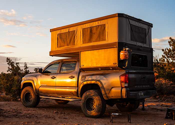Tune M1 truck camper with aluminum sides