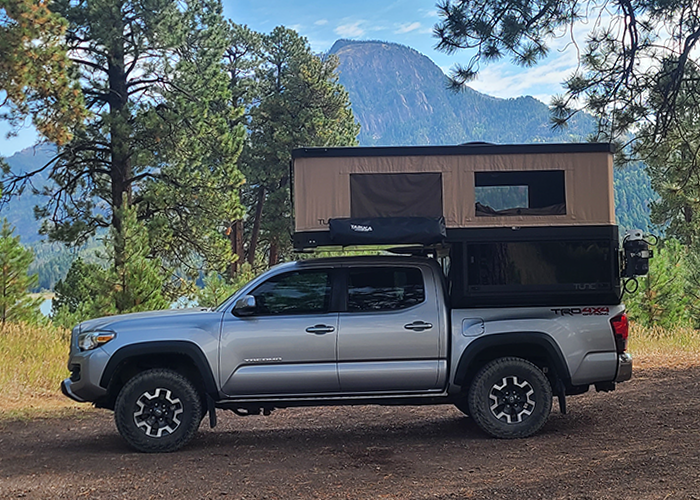 Adventure truck camper in the mountains