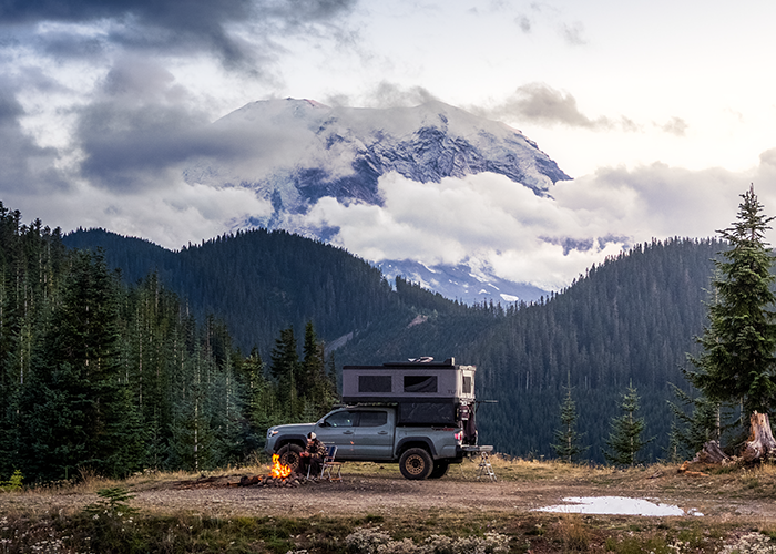 Tacoma truck camping in bear country