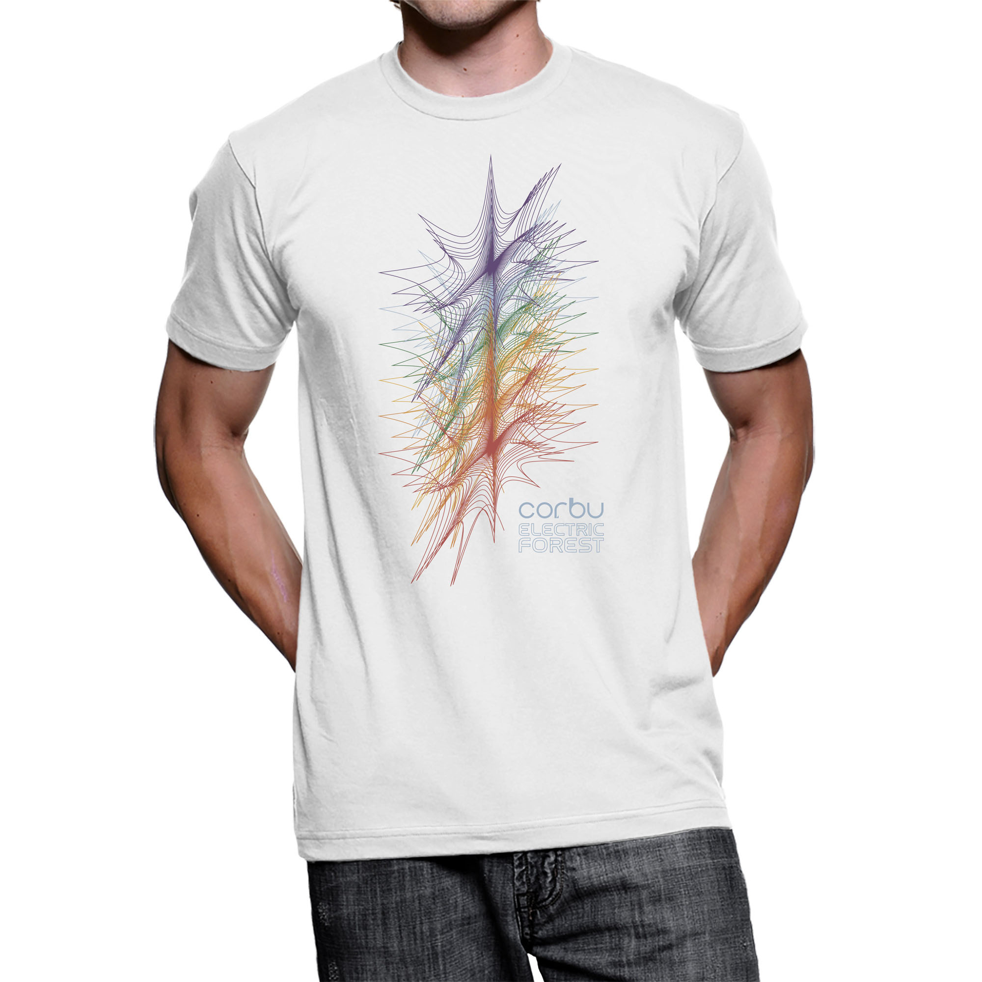 Corbu x Electric Forest collab shirt, designed by Jonathan Graves