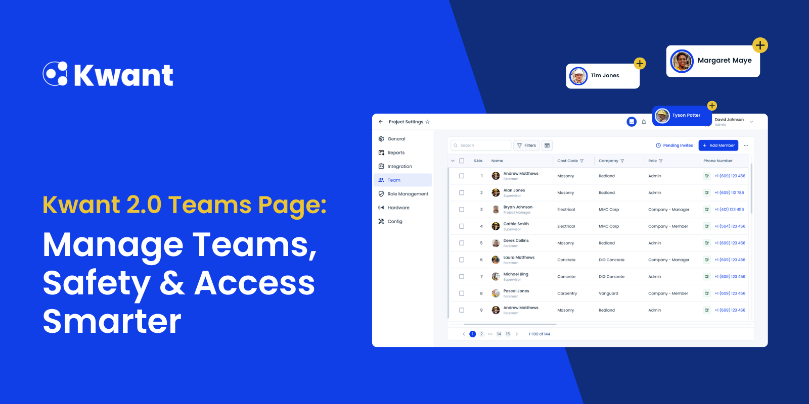 Kwant 2.0 Teams Page: Manage Teams, Safety & Access Smarter