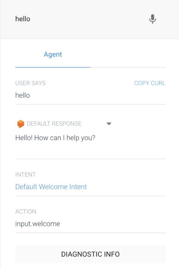 Dialogflow’s embedded test console