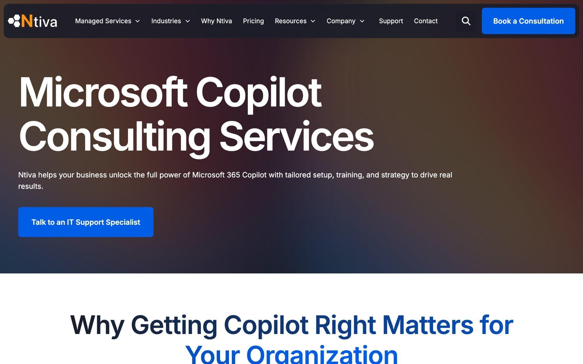 Hero section screenshot