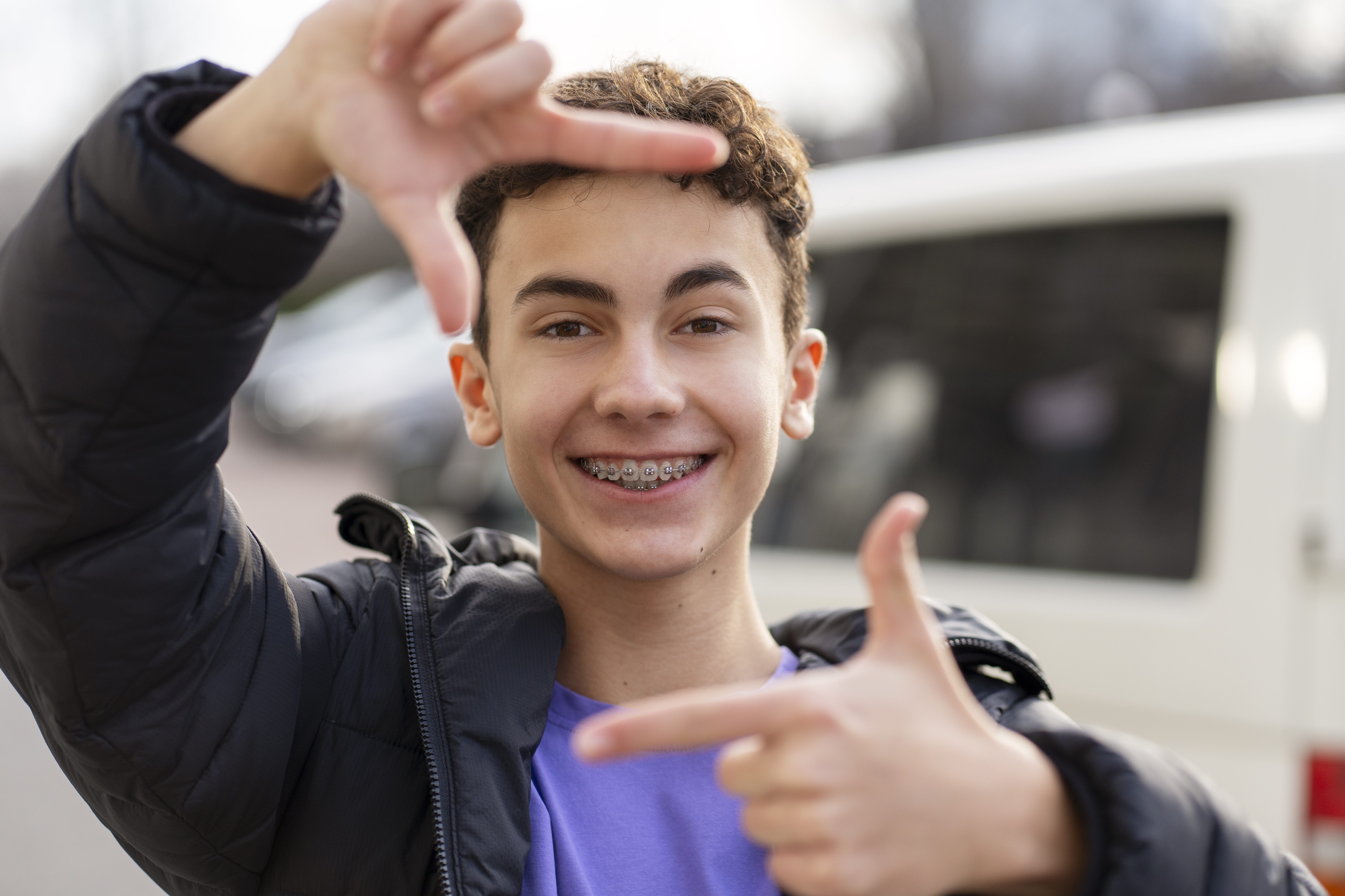 Teen boy with braces