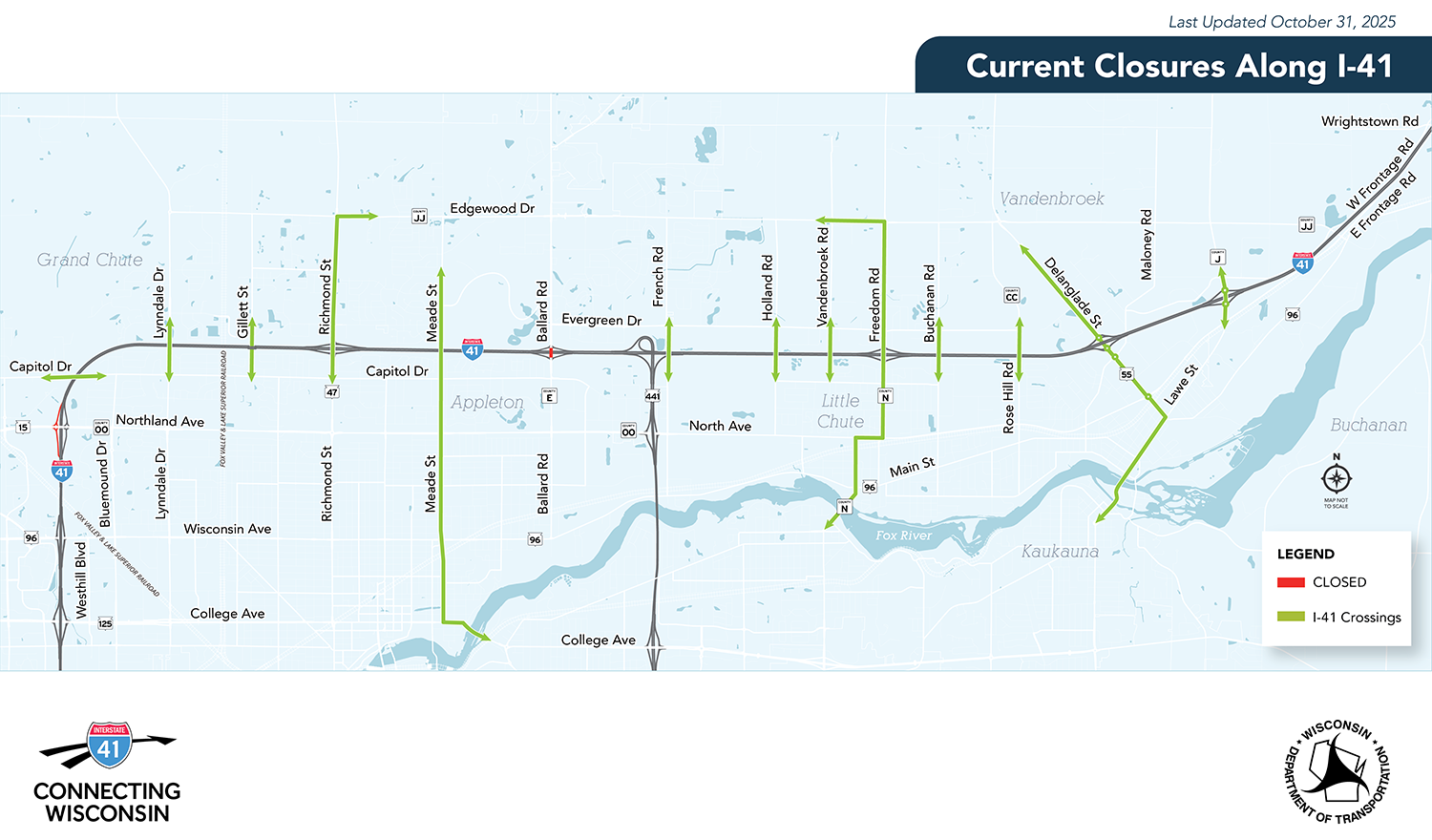 Summer 2025 closures along I-41; click to open PDF!