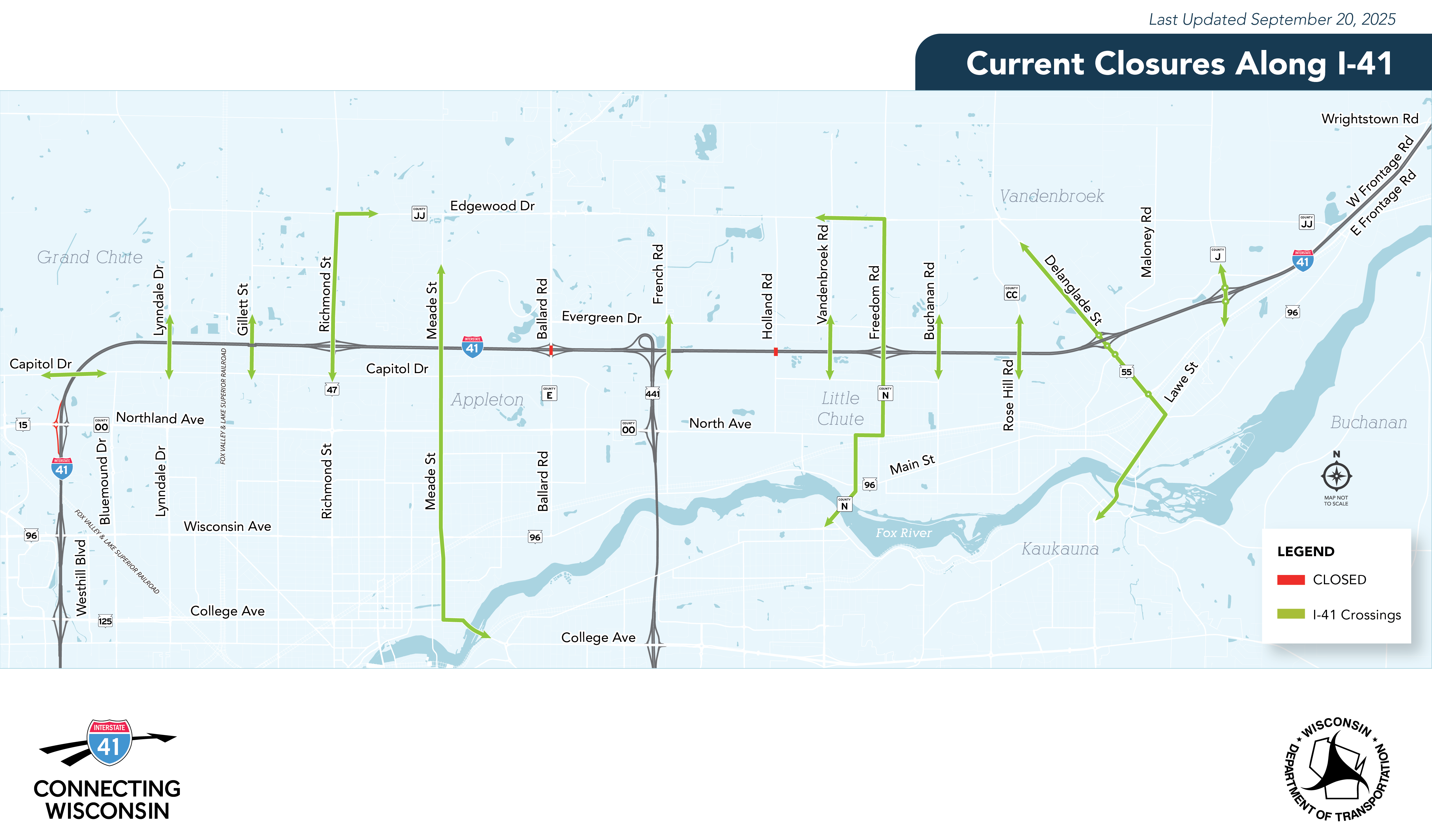 Summer 2025 closures along I-41; click to open PDF!
