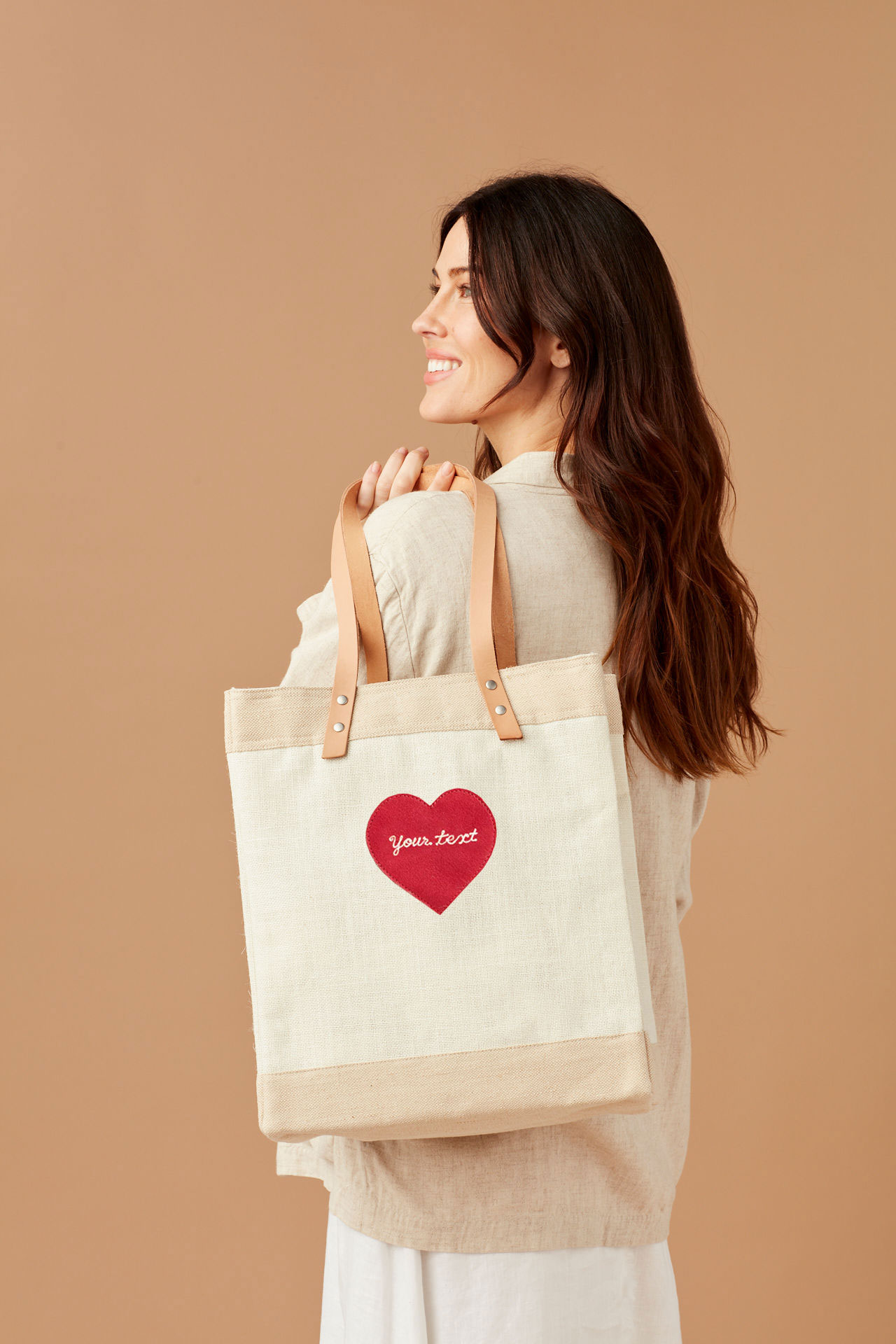 A market bag hanging on a chair at an event