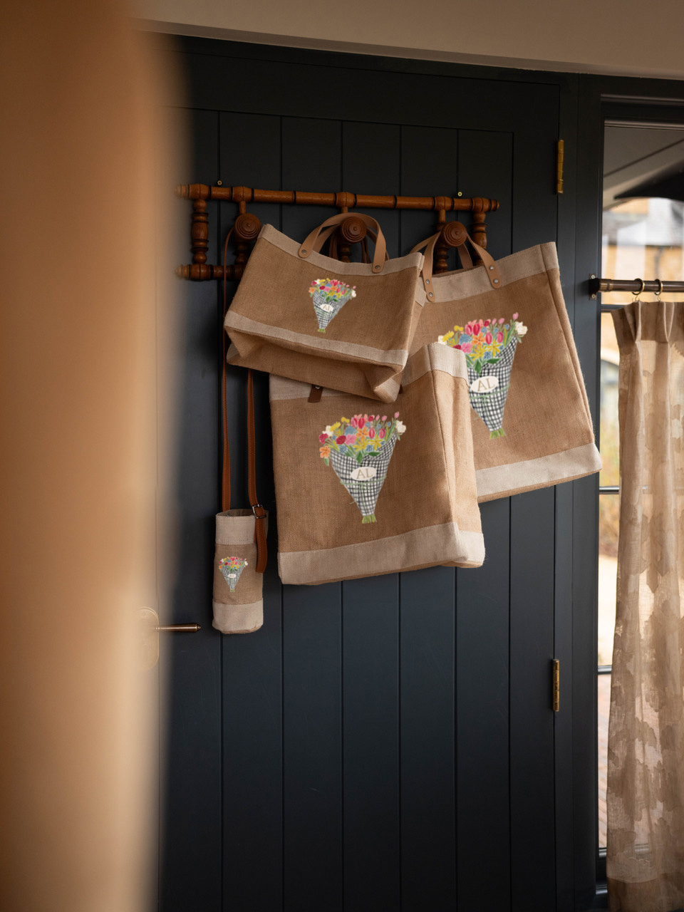 A market bag holding gifts for an event