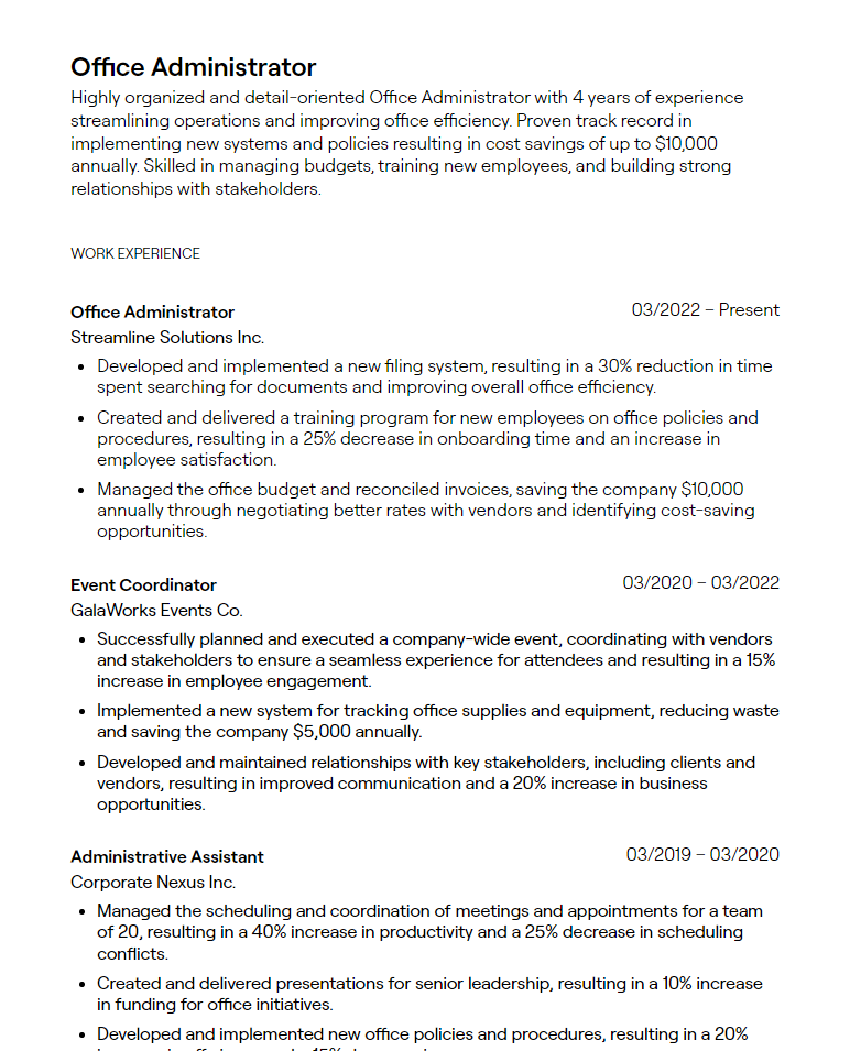 cover letter admin examples