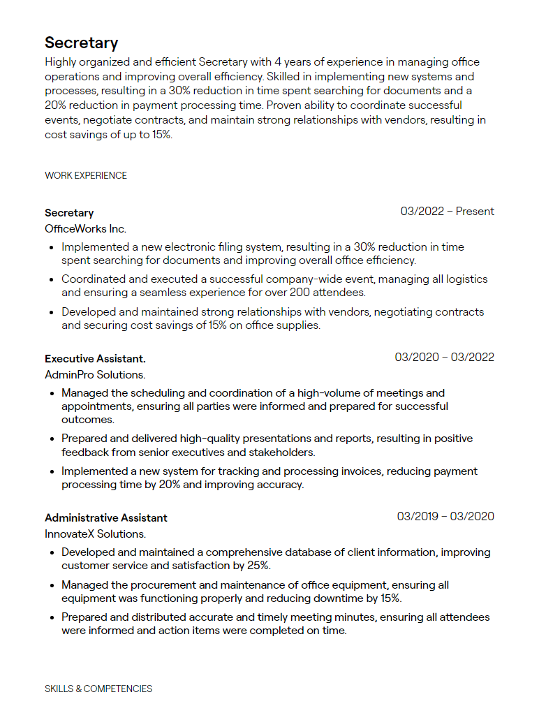 bilingual secretary cover letter