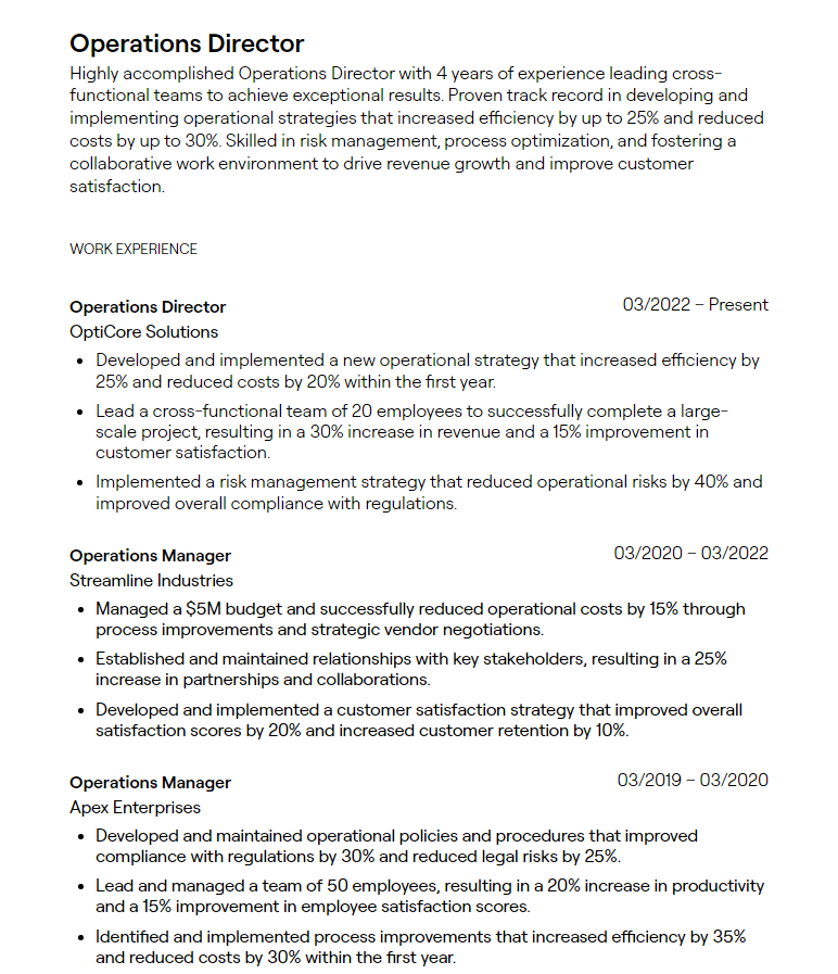 22 Operations Manager Resume Examples with Free Templates 