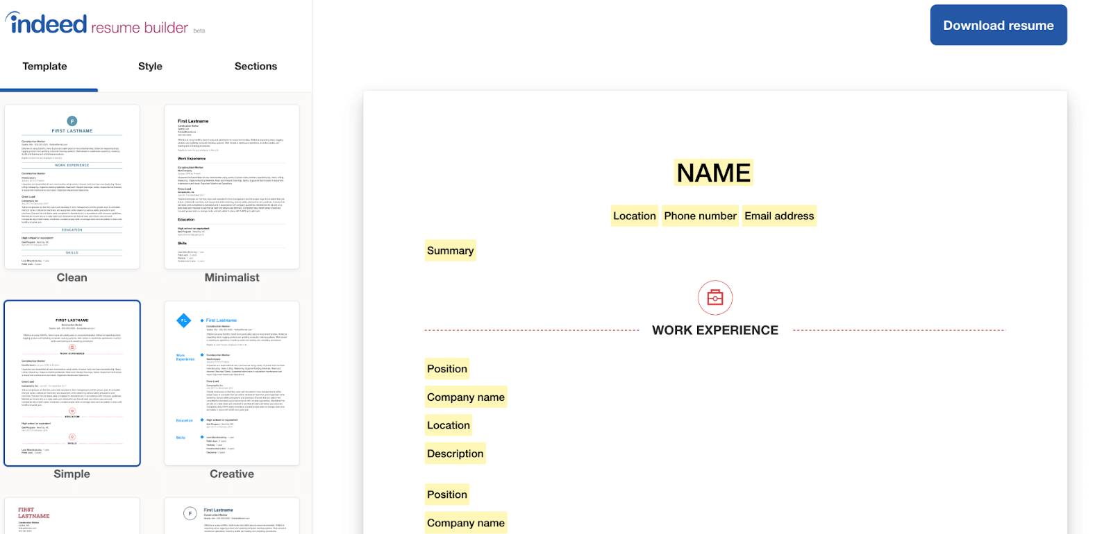 Indeed Resume Builder Top Free In Business WPS Office 1 WPS Office