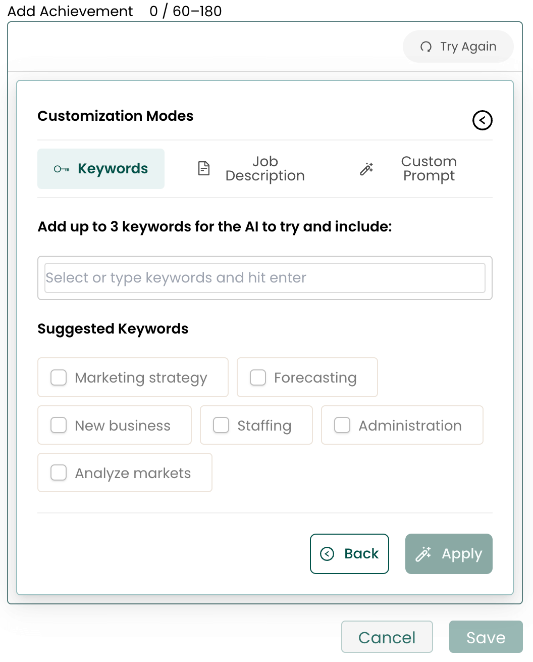 Teal AI prompts