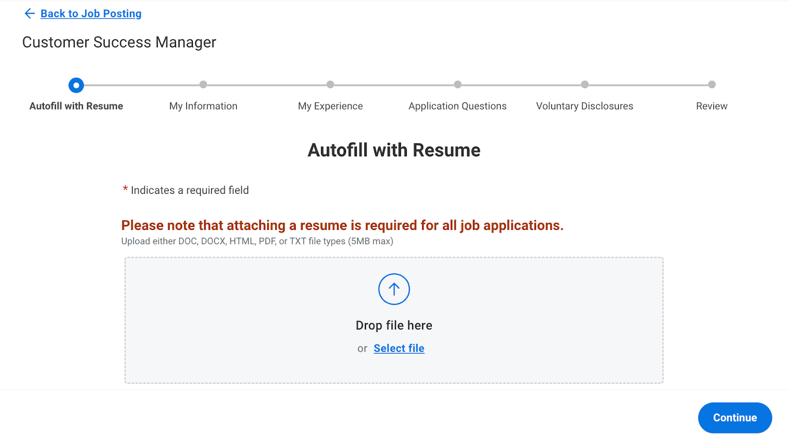 how to upload a resume to workday