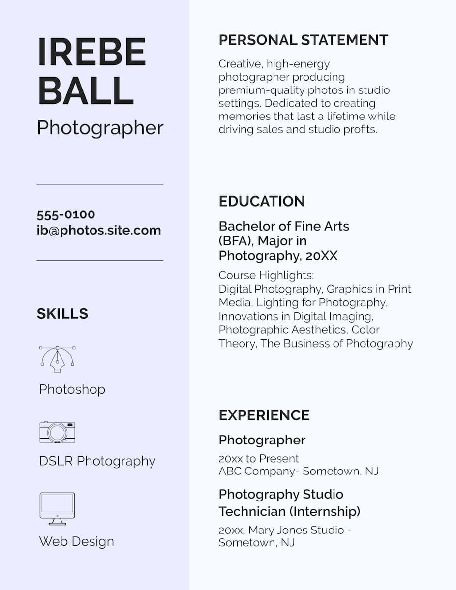 An InDesign resume example