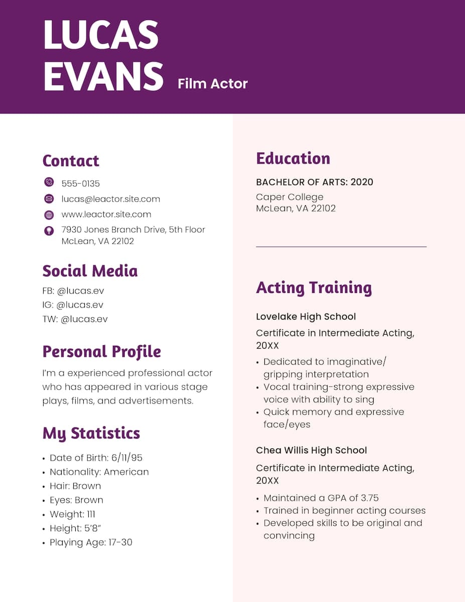 InDesign resume template