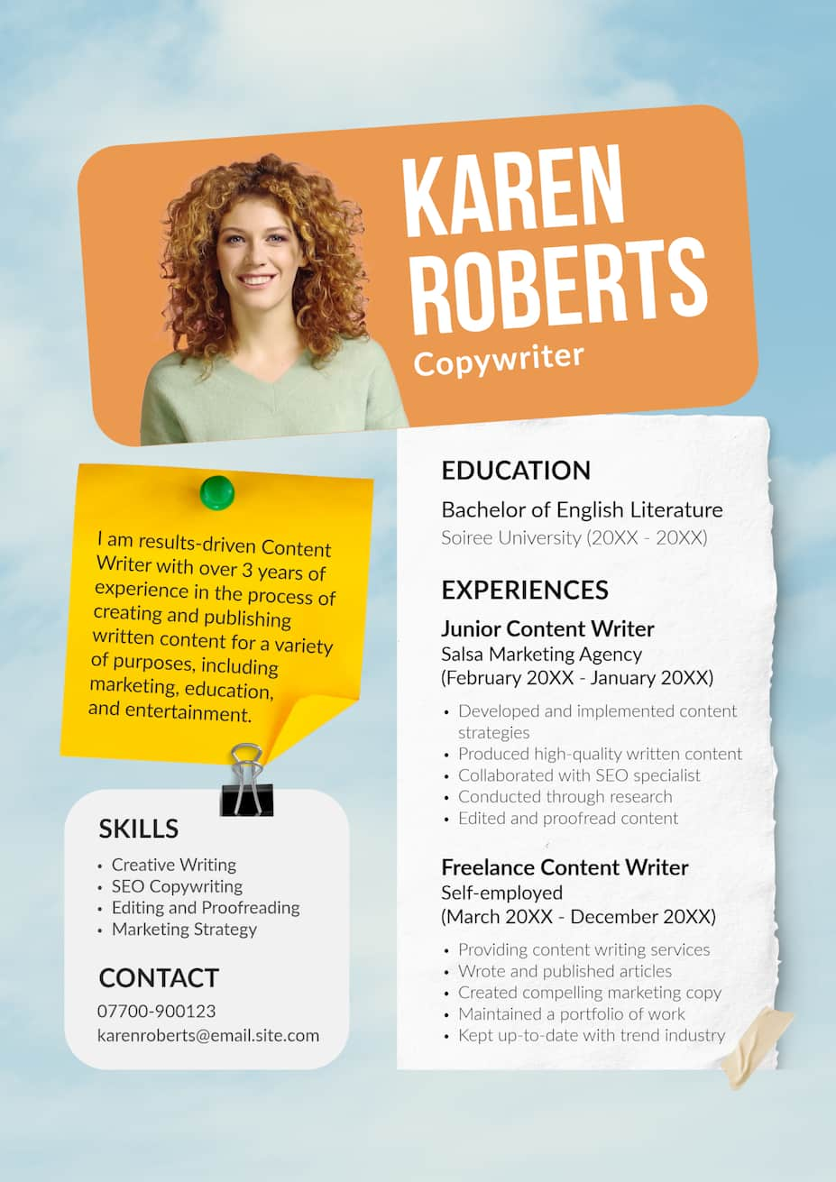 An example of free InDesign resume templates