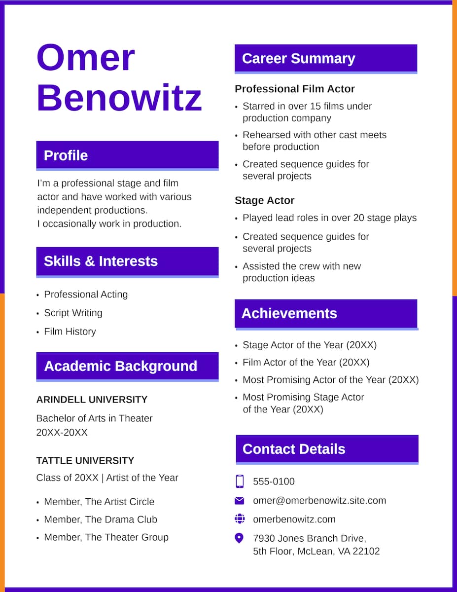 Adobe InDesign resume template