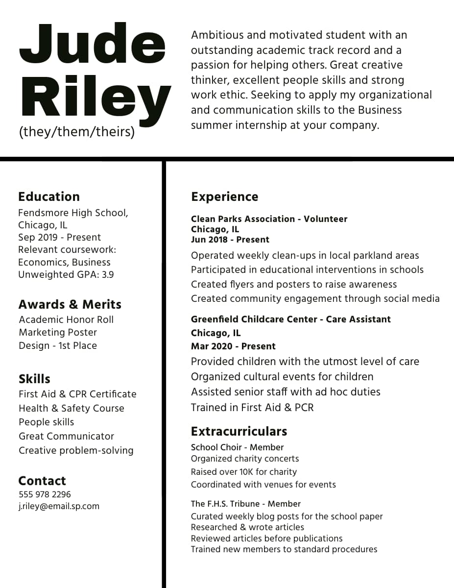 An Adobe InDesign resume example