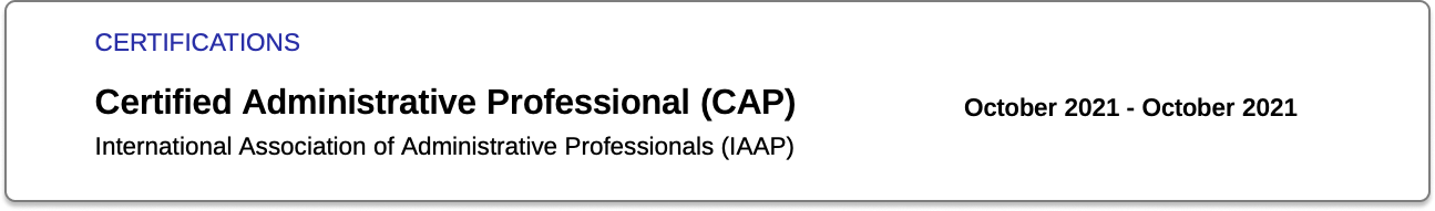 How to write a resume step-by-step, step 5 certifications image example