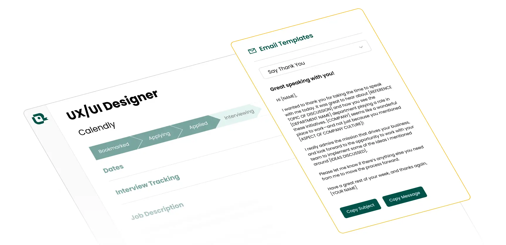 job application email templates