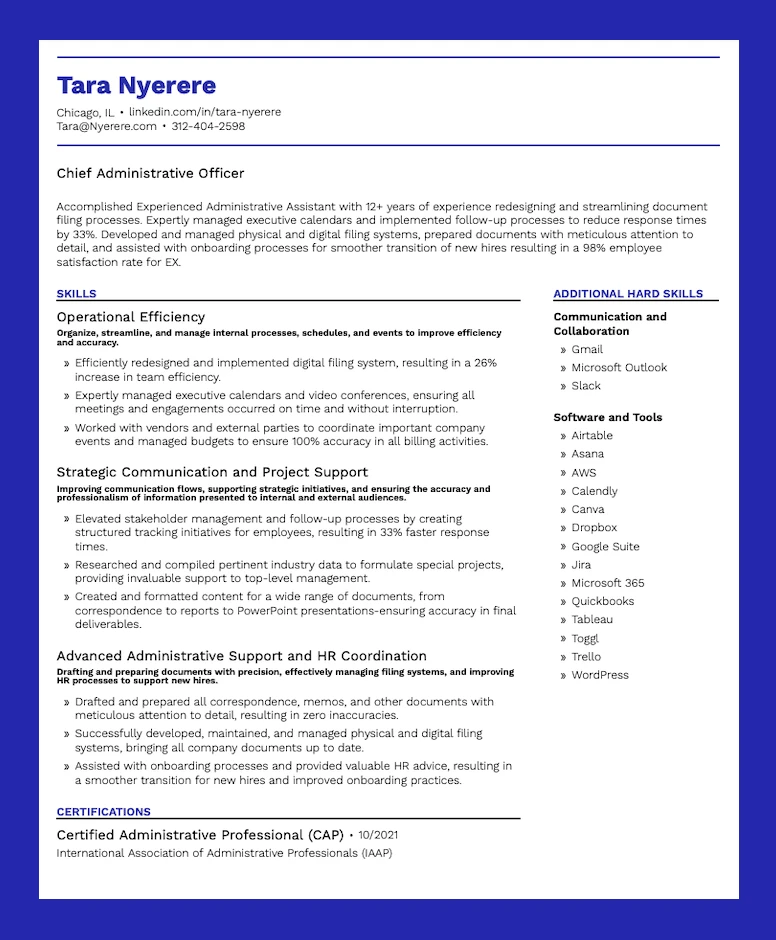 Example skills based resume