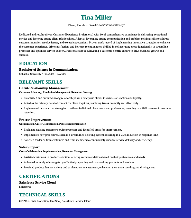 A skills based resume