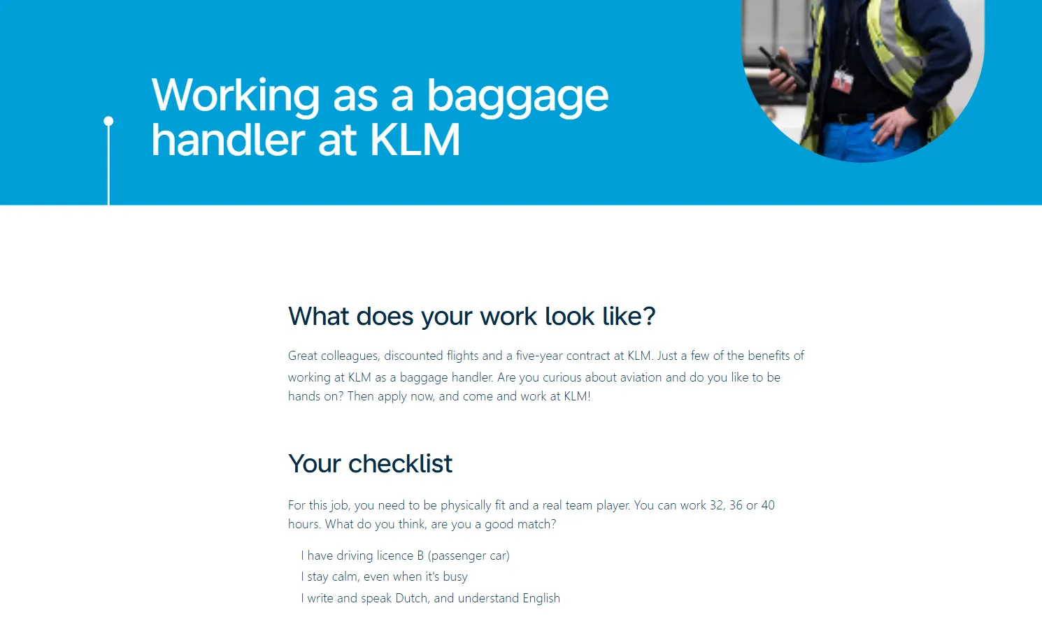anuncio de contratación: KLM