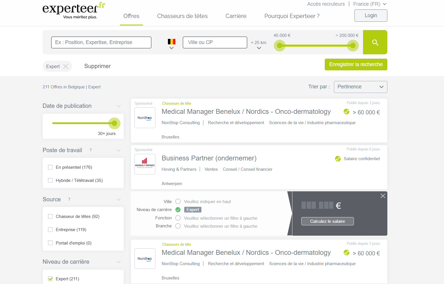 Job Sites in Belgium-Experteer