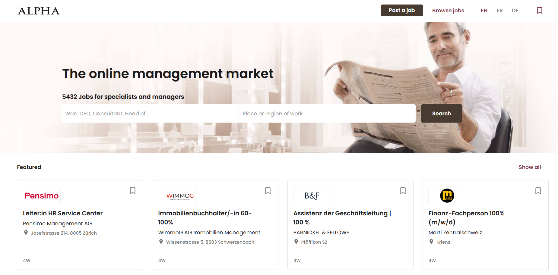 Sites d'emploi en Suisse-Alpha.ch