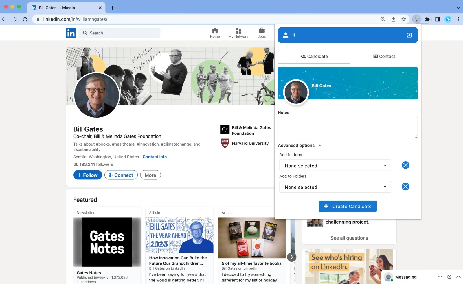 Grow your candidate pool on the go; use a Chrome extension to save profiles even between hiring cycles