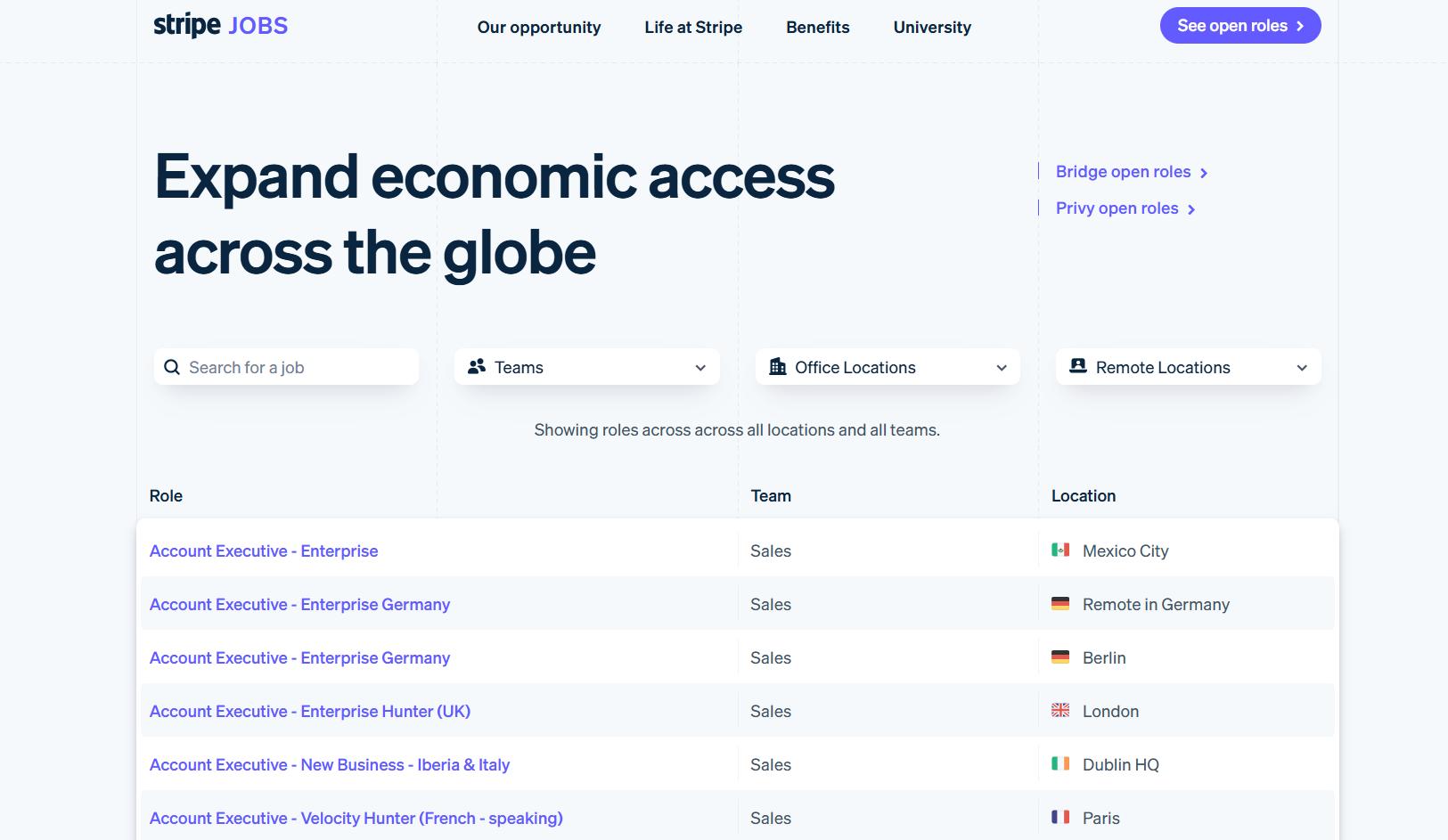 Top Company Career Page Examples: Stripe