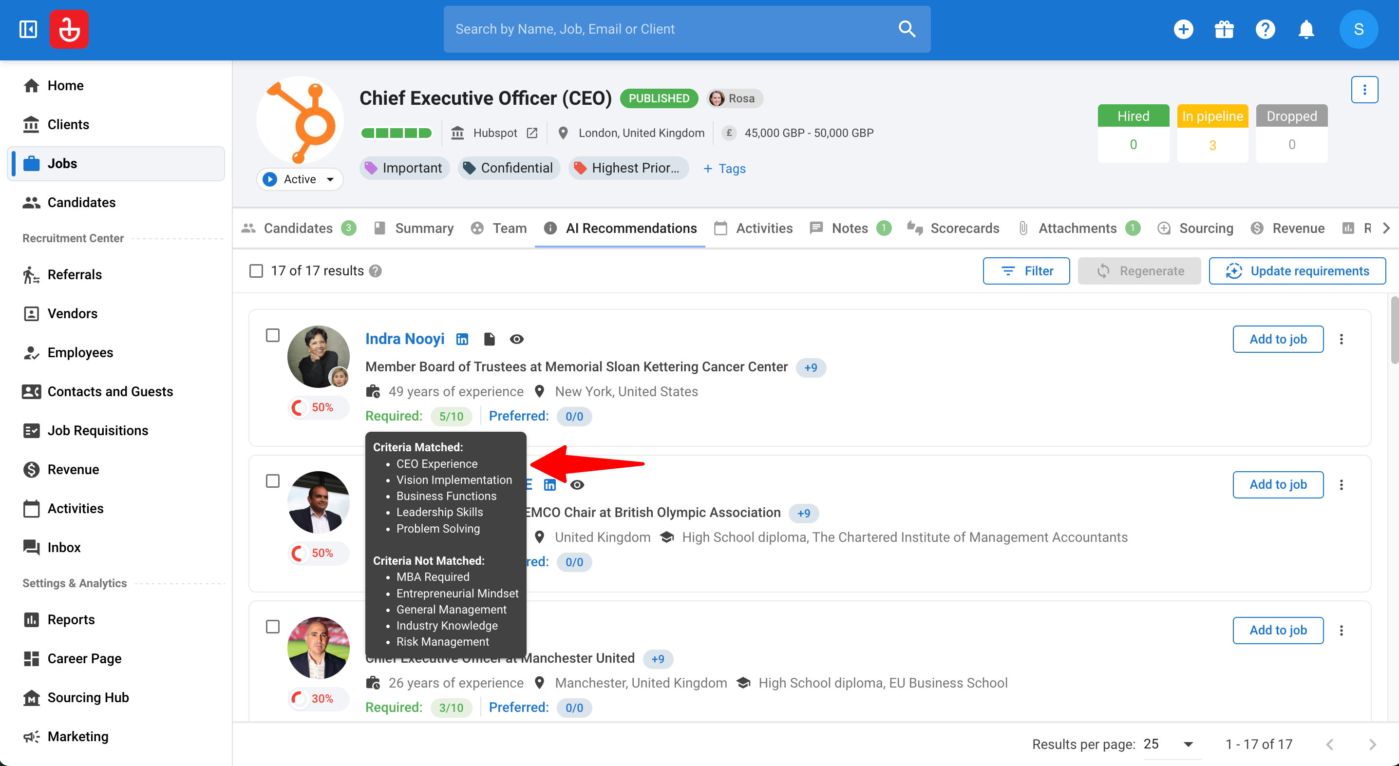 Echa un vistazo a la lista de candidatos clasificados y lee las explicaciones correspondientes a cada uno de ellos para comprenderla mejor.