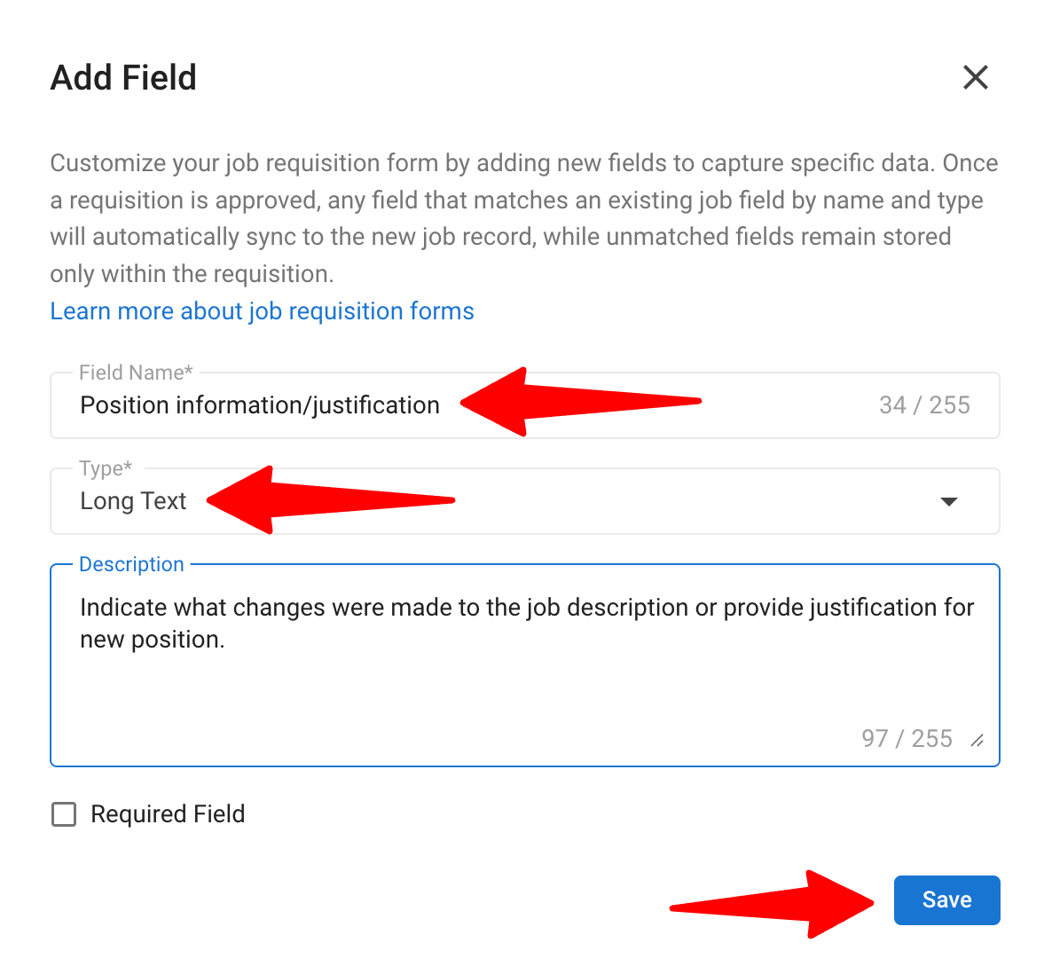 Creating a job requisition form on Manatal to define role requirements