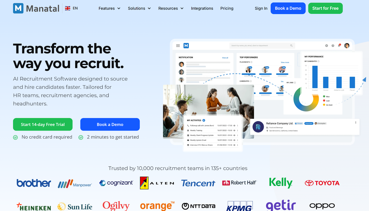Les meilleurs logiciels pour les agences de recrutement en 2026 : Manatal