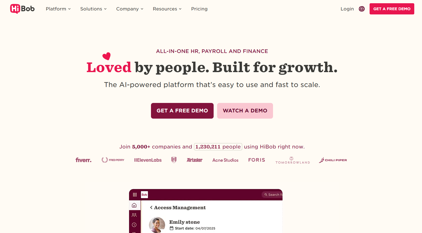 Recruiting platforms: HiBob