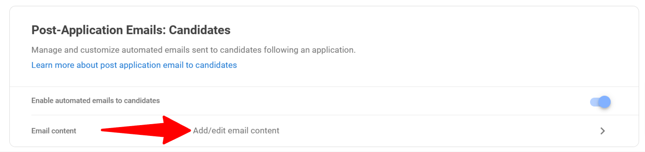 How to do it: Configure automated outreach under "Career page settings" > "Email automations,” or build advanced stage-based triggers under Workflow Automation by choosing the "Applied To The Job" trigger and setting the action to "Send an Email" using your integrated G Suite/Outlook or default email address.