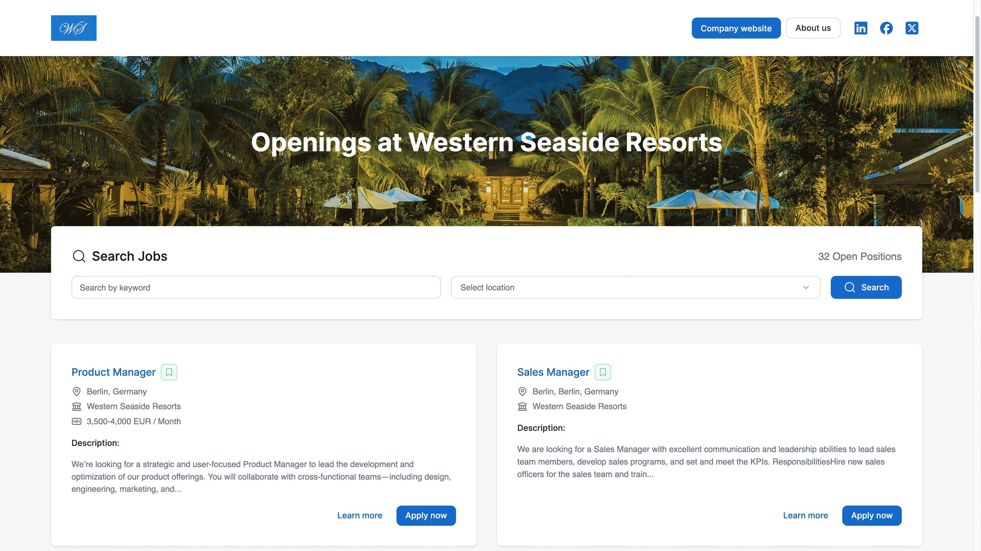 Candidate sourcing software with career page templates