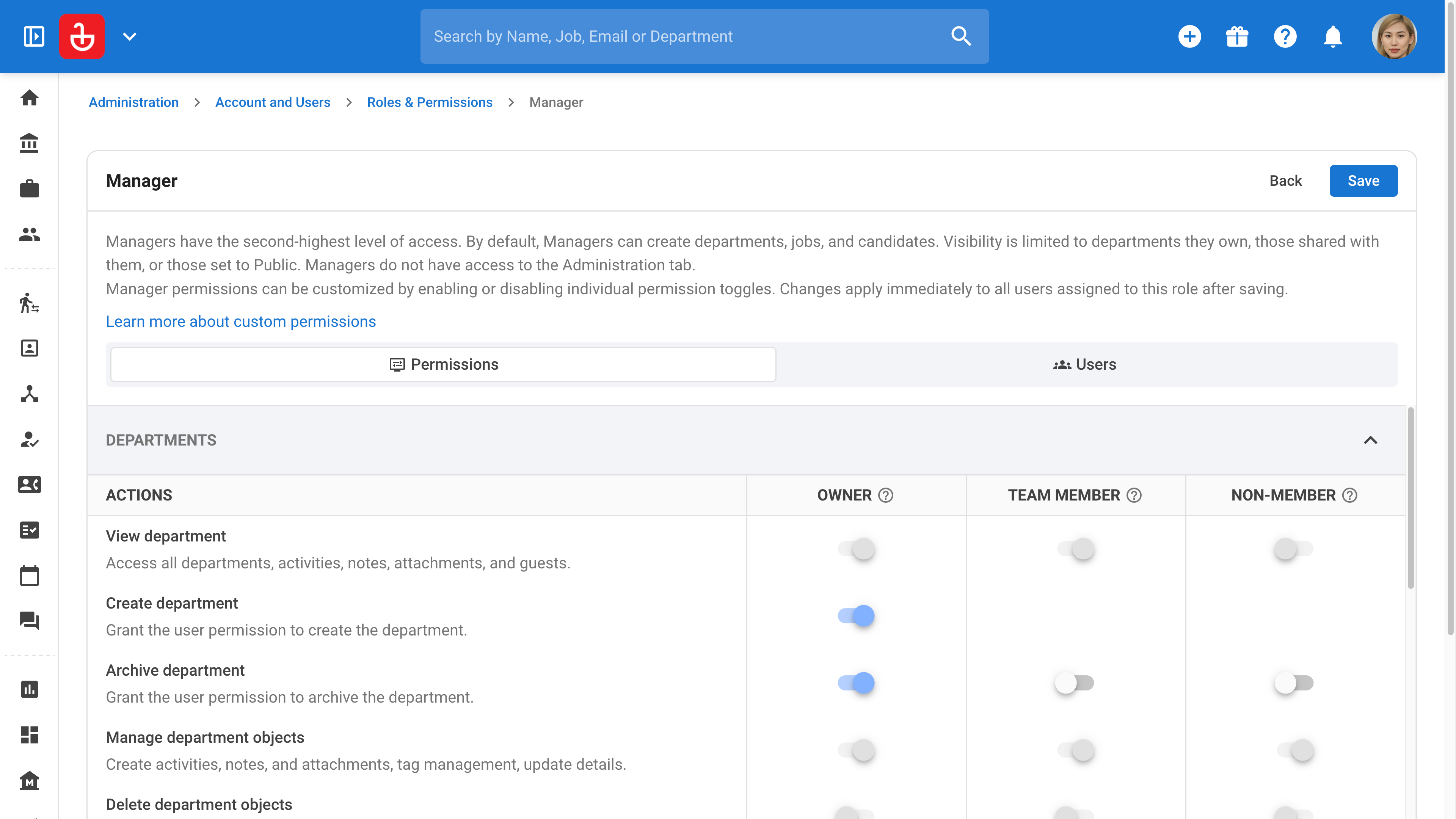 ATS with collaborative hiring features and permission management