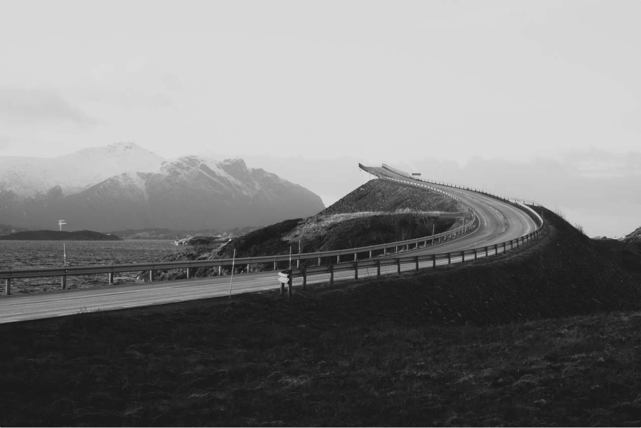 The famous atlantic ocean road in Norway, on a cloudy day