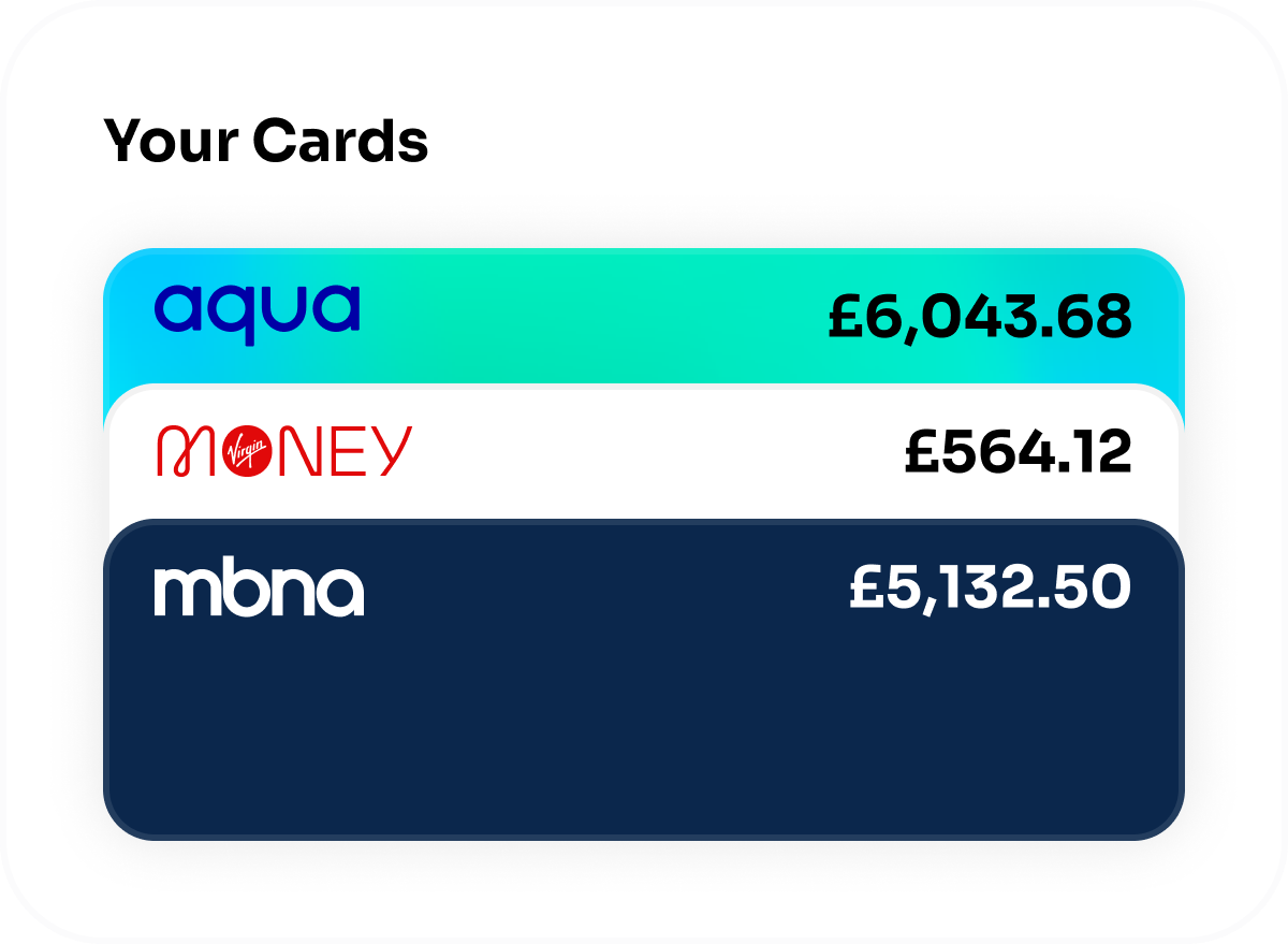stack of cards, aqua, virgin money, mbna