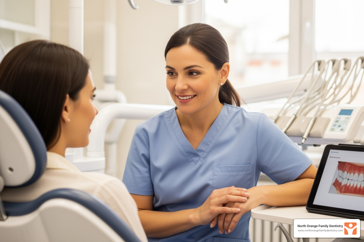 Dentist warmly consulting with a patient, emphasizing personalized care - lewis center dental care