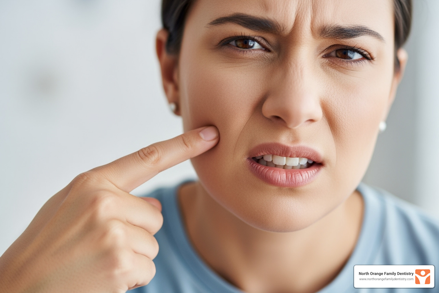 Image of a person pointing to their jaw in discomfort - root canal specialist
