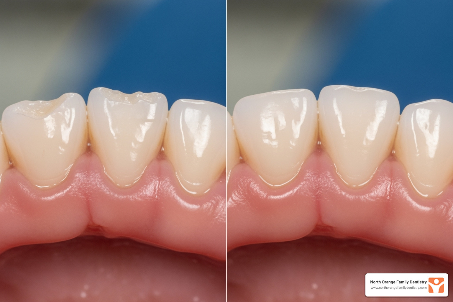 Before-and-after dental bonding on a child's chipped tooth - dental bonding for kids