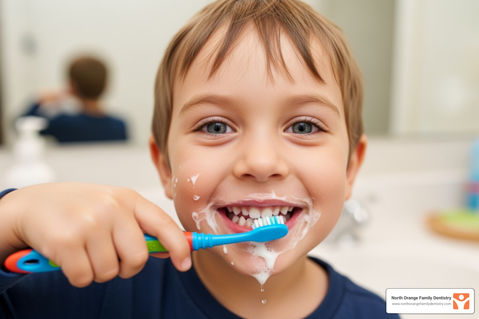 Child brushing their bonded teeth - dental bonding for kids