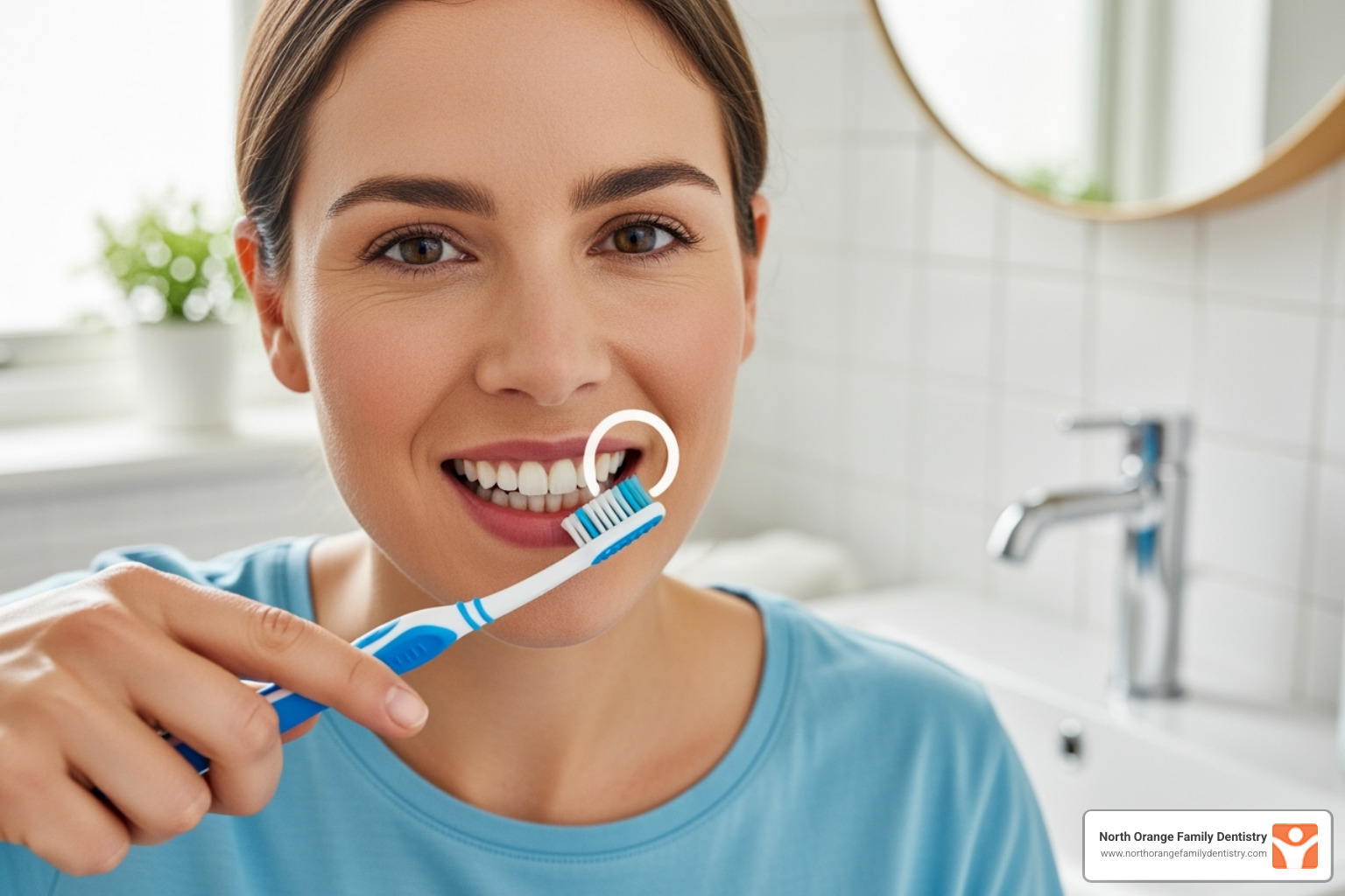 person demonstrating proper brushing technique - dental bonding gap cost