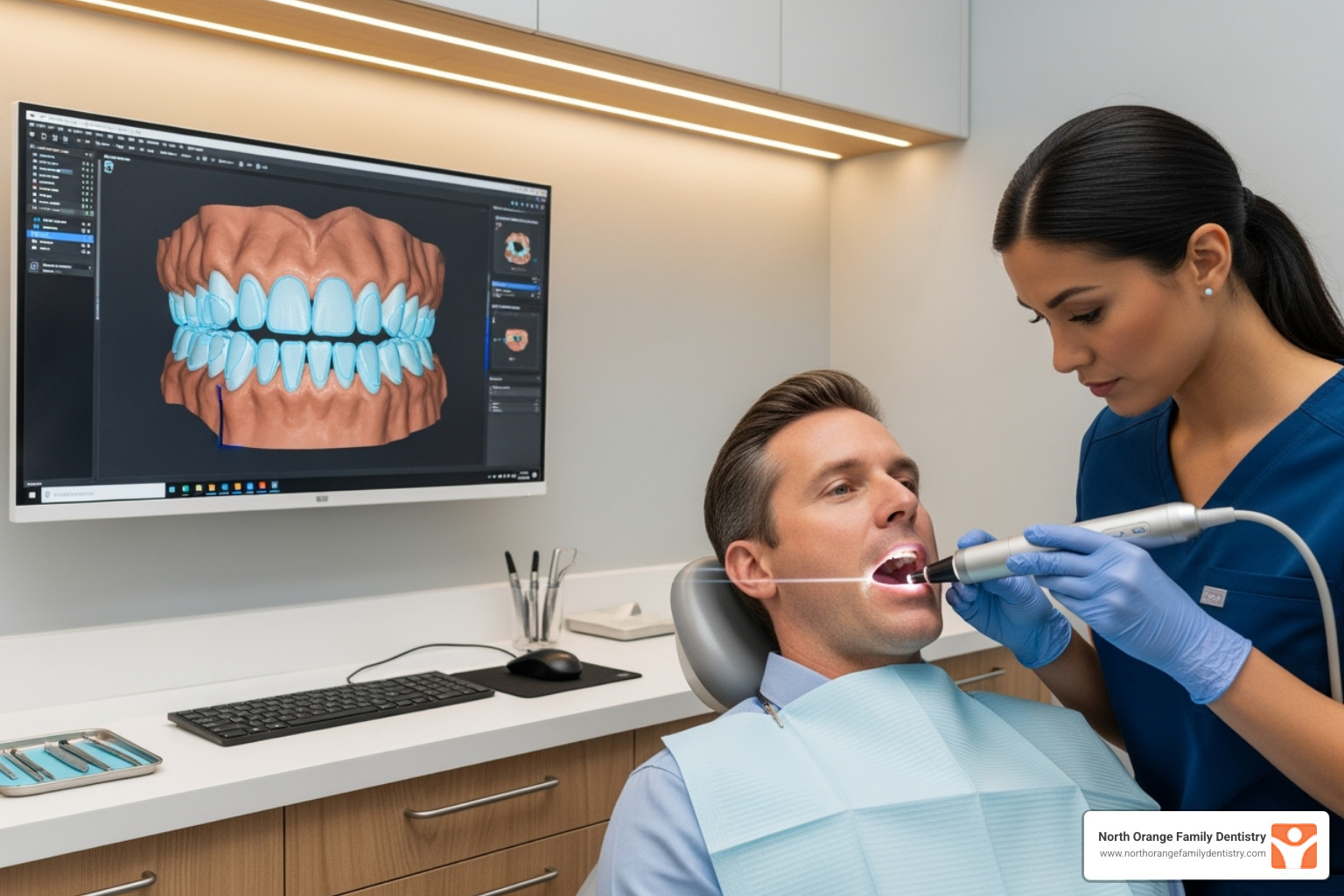 Steps of a digital denture impression and design process - upper denture